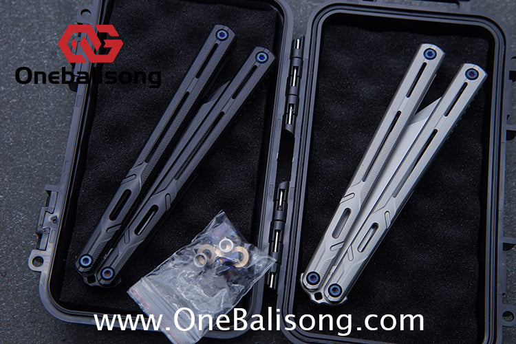 H-air Titanium Knicks Balisong Seven Series Titanium Alloy Handle Stainless Steel Blade Bushings