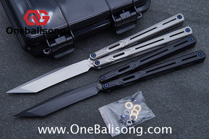 H-air Titanium Knicks Balisong Seven Series Titanium Alloy Handle Stainless Steel Blade Bushings