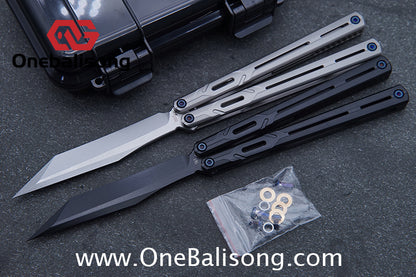 H-air Titanium Knicks Balisong Seven Series Titanium Alloy Handle Stainless Steel Blade Bushings