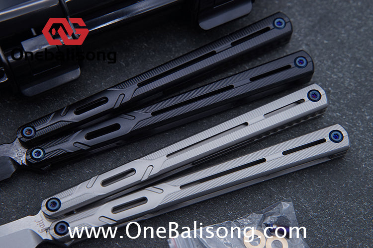 H-air Titanium Knicks Balisong Seven Series Titanium Alloy Handle Stainless Steel Blade Bushings