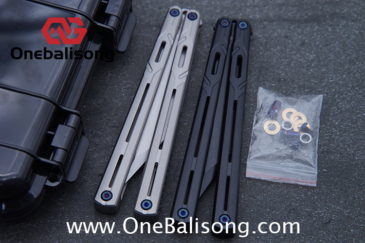 H-air Titanium Knicks Balisong Seven Series Titanium Alloy Handle Stainless Steel Blade Bushings