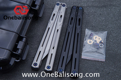 H-air Titanium Knicks Balisong Seven Series Titanium Alloy Handle Stainless Steel Blade Bushings