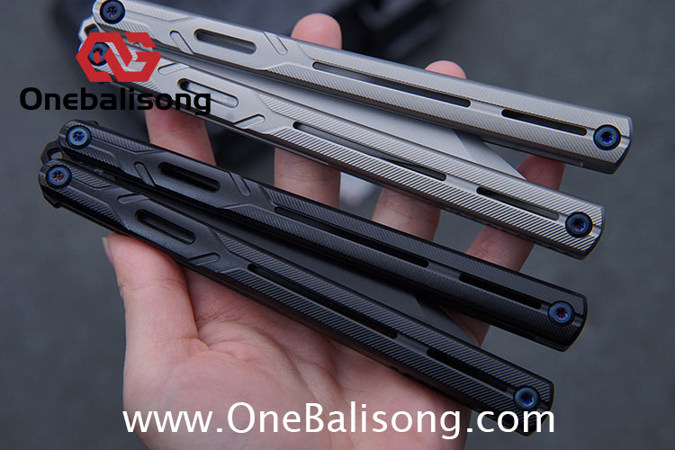 H-air Titanium Knicks Balisong Seven Series Titanium Alloy Handle Stainless Steel Blade Bushings