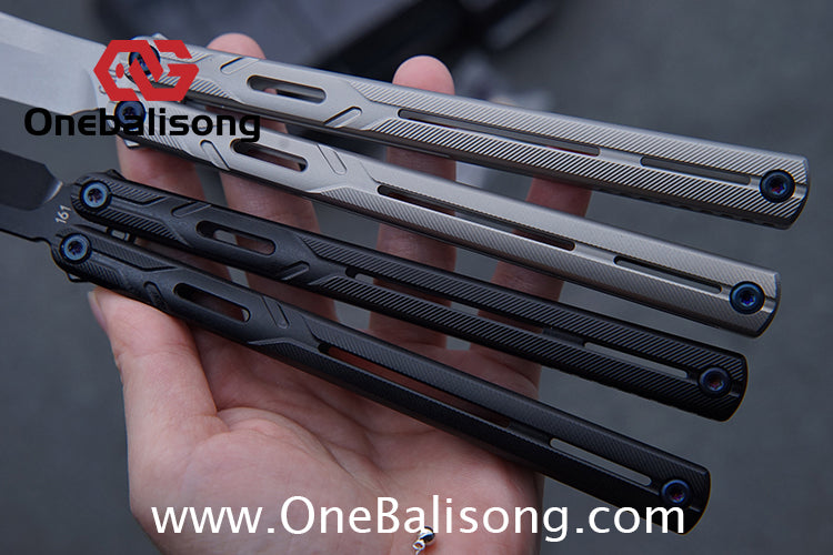 H-air Titanium Knicks Balisong Seven Series Titanium Alloy Handle Stainless Steel Blade Bushings