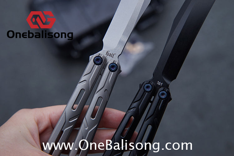 H-air Titanium Knicks Balisong Seven Series Titanium Alloy Handle Stainless Steel Blade Bushings