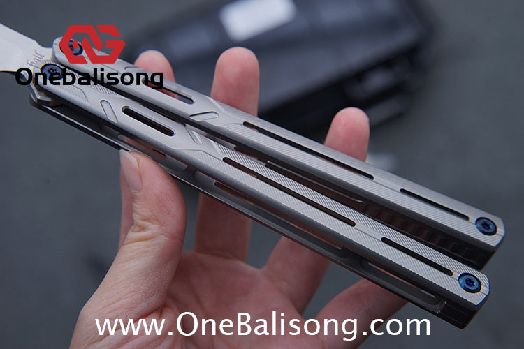 H-air Titanium Knicks Balisong Seven Series Titanium Alloy Handle Stainless Steel Blade Bushings