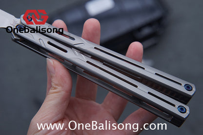H-air Titanium Knicks Balisong Seven Series Titanium Alloy Handle Stainless Steel Blade Bushings