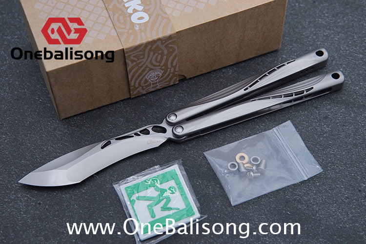 Gecko Pulse Original Balisong Titanium Alloy Handle  Stainless Steel Blade Bushing