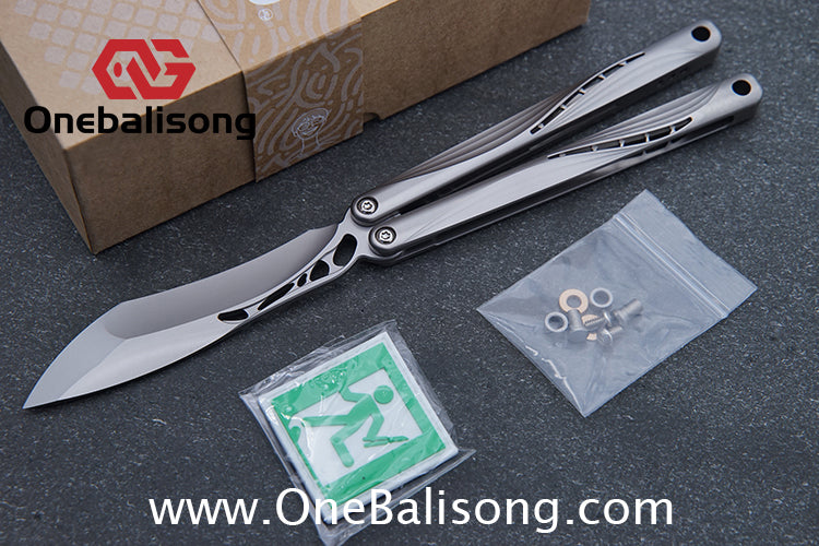 Gecko Pulse Original Balisong Titanium Alloy Handle  Stainless Steel Blade Bushing