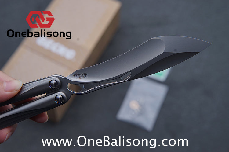 Gecko Pulse Original Balisong Titanium Alloy Handle  Stainless Steel Blade Bushing