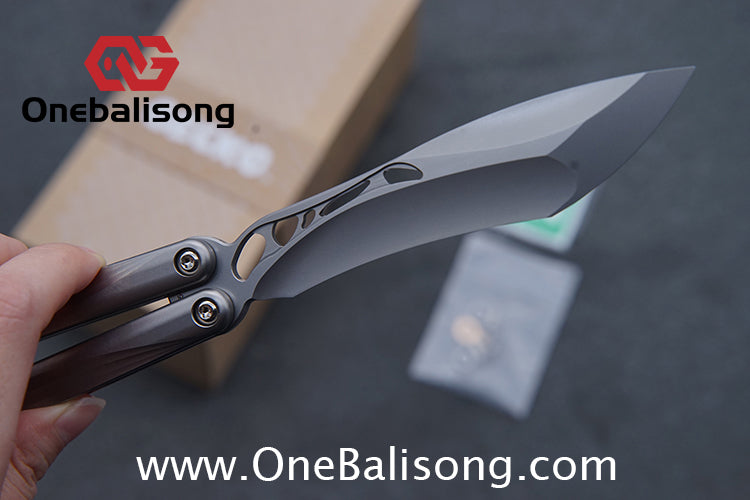 Gecko Pulse Original Balisong Titanium Alloy Handle  Stainless Steel Blade Bushing