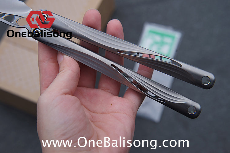 Gecko Pulse Original Balisong Titanium Alloy Handle  Stainless Steel Blade Bushing