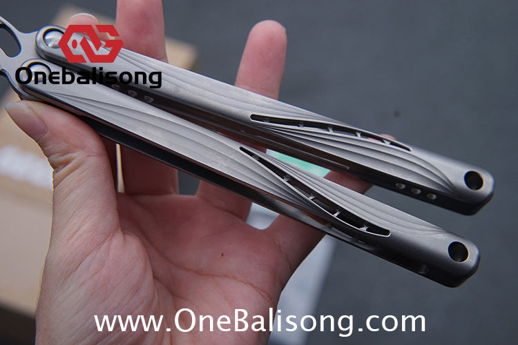 Gecko Pulse Original Balisong Titanium Alloy Handle  Stainless Steel Blade Bushing