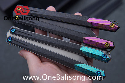 To Follow Crisis Balisong Titanium-6AI-4V Handle M390 Stainless Steel Blade Bushing
