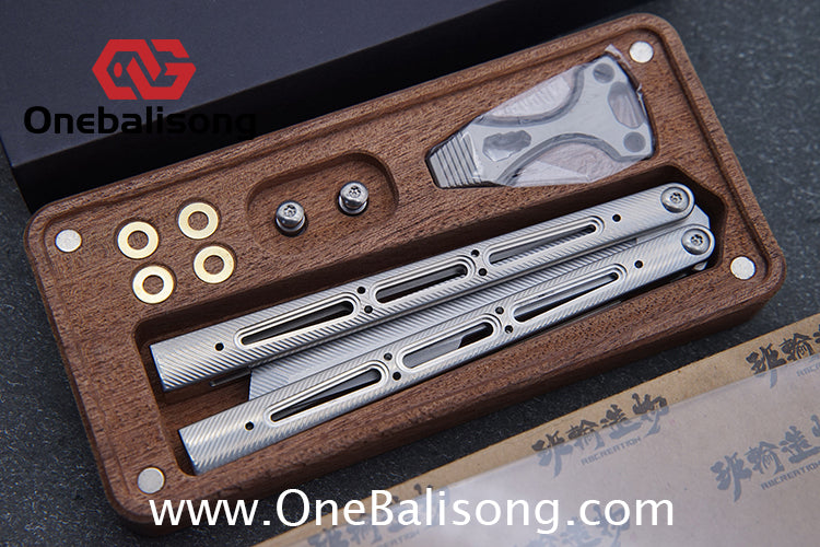 Banshu Creation Chioni Balisong Titanium Alloy Handle Stainless Steel Blade Bushings