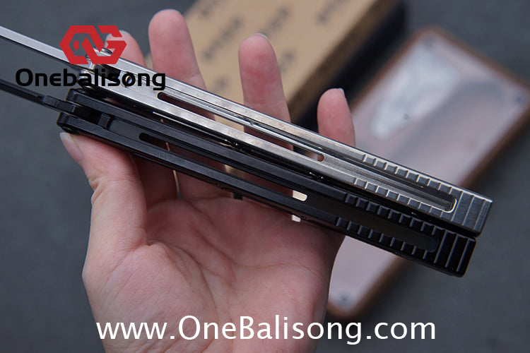 Banshu Creation Chioni Balisong Titanium Alloy Handle Stainless Steel Blade Bushings