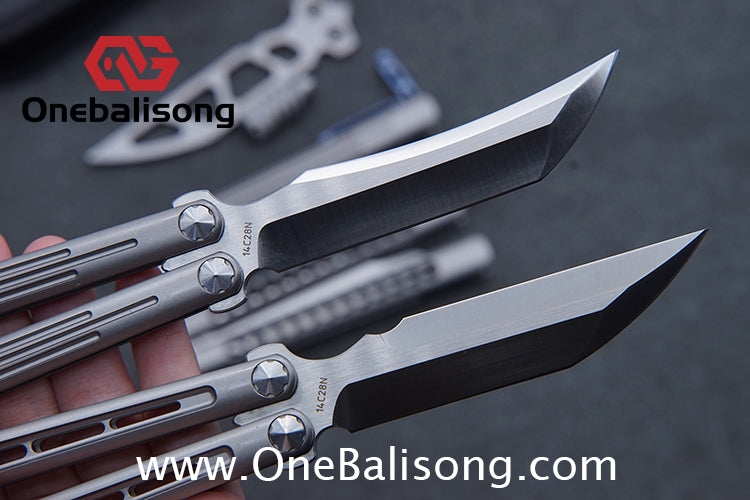 Roar Smallpox Mini Balisong Titanium Alloy Sandwich Handle Stainless Steel 14c28n Blade Bearing Structure