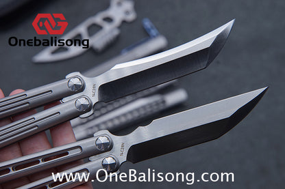 Roar Smallpox Mini Balisong Titanium Alloy Sandwich Handle Stainless Steel 14c28n Blade Bearing Structure