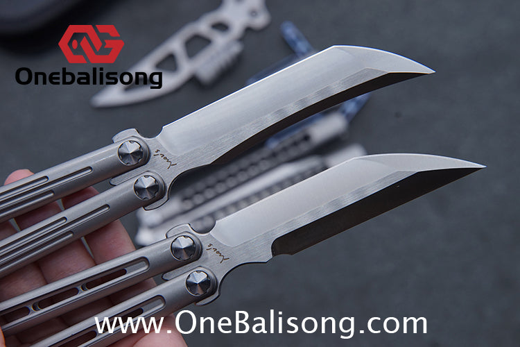 Roar Smallpox Mini Balisong Titanium Alloy Sandwich Handle Stainless Steel 14c28n Blade Bearing Structure