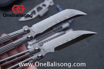 Roar Smallpox Mini Balisong Titanium Alloy Sandwich Handle Stainless Steel 14c28n Blade Bearing Structure