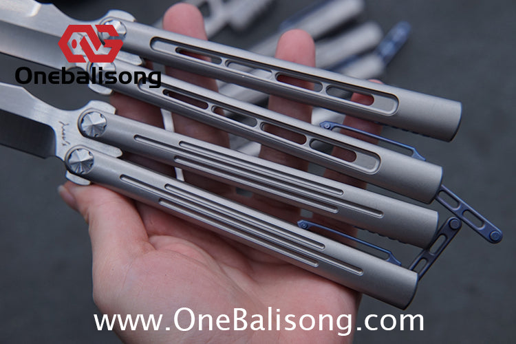 Roar Smallpox Mini Balisong Titanium Alloy Sandwich Handle Stainless Steel 14c28n Blade Bearing Structure