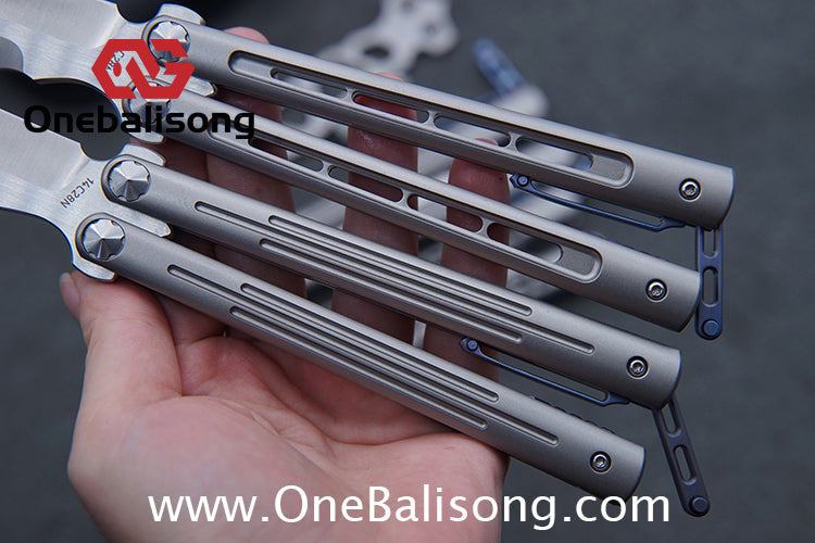 Roar Smallpox Mini Balisong Titanium Alloy Sandwich Handle Stainless Steel 14c28n Blade Bearing Structure