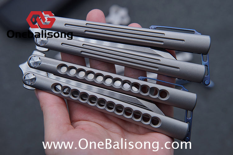 Roar Smallpox Mini Balisong Titanium Alloy Sandwich Handle Stainless Steel 14c28n Blade Bearing Structure