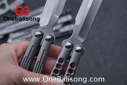 Roar Smallpox Mini Balisong Titanium Alloy Sandwich Handle Stainless Steel 14c28n Blade Bearing Structure