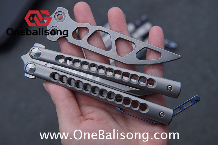 Roar Smallpox Mini Balisong Titanium Alloy Sandwich Handle Stainless Steel 14c28n Blade Bearing Structure