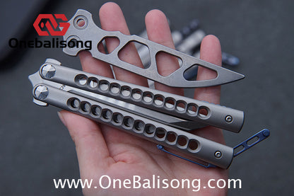 Roar Smallpox Mini Balisong Titanium Alloy Sandwich Handle Stainless Steel 14c28n Blade Bearing Structure