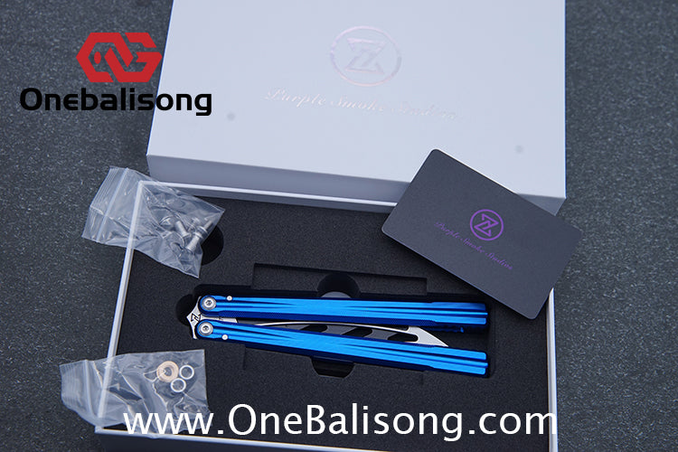 Purple Smoke The Tiger Balisong 7075 Aluminum Alloy Handle 440c Stainless Steel Trainer Blade Bushing