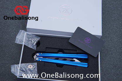 TITAN  & Purple Smoke The Tiger V2 Balisong 7075 Aluminum Alloy Handle 440c Stainless Steel Trainer Blade Bushing