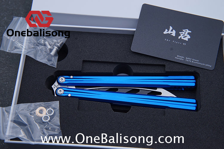 Purple Smoke The Tiger Balisong 7075 Aluminum Alloy Handle 440c Stainless Steel Trainer Blade Bushing