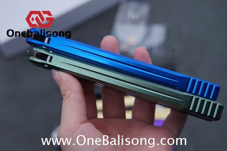 Purple Smoke The Tiger Balisong 7075 Aluminum Alloy Handle 440c Stainless Steel Trainer Blade Bushing