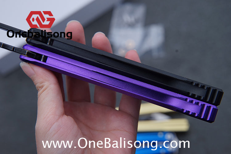 Purple Smoke The Tiger Balisong 7075 Aluminum Alloy Handle 440c Stainless Steel Trainer Blade Bushing