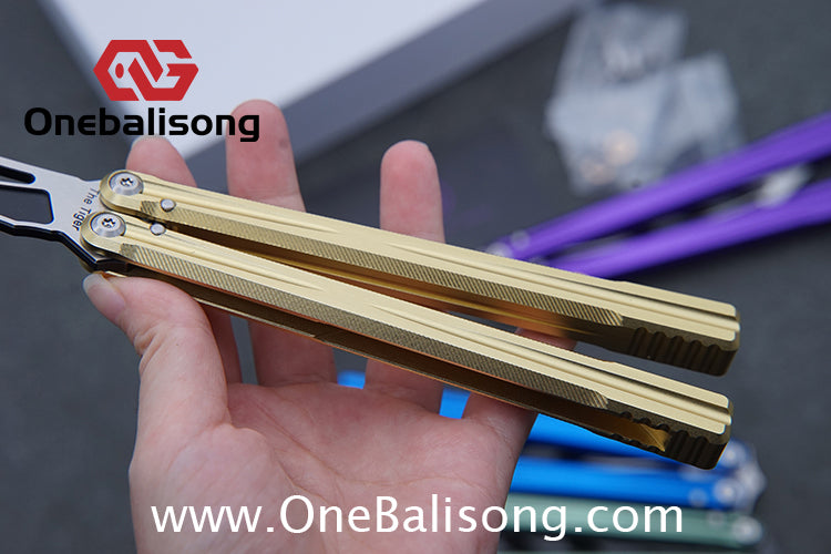 Purple Smoke The Tiger Balisong 7075 Aluminum Alloy Handle 440c Stainless Steel Trainer Blade Bushing