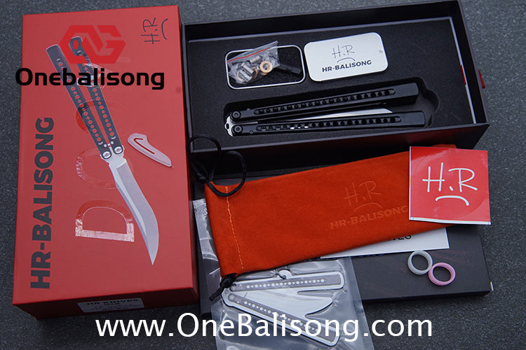 HR DOOM Balisong Aluminum Alloy Handle 14c28n Stainless Steel Blade Bushing