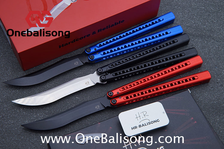 HR DOOM Balisong Aluminum Alloy Handle 14c28n Stainless Steel Blade Bushing