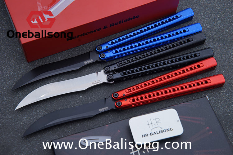 HR DOOM Balisong Aluminum Alloy Handle 14c28n Stainless Steel Blade Bushing