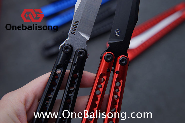 HR DOOM Balisong Aluminum Alloy Handle 14c28n Stainless Steel Blade Bushing