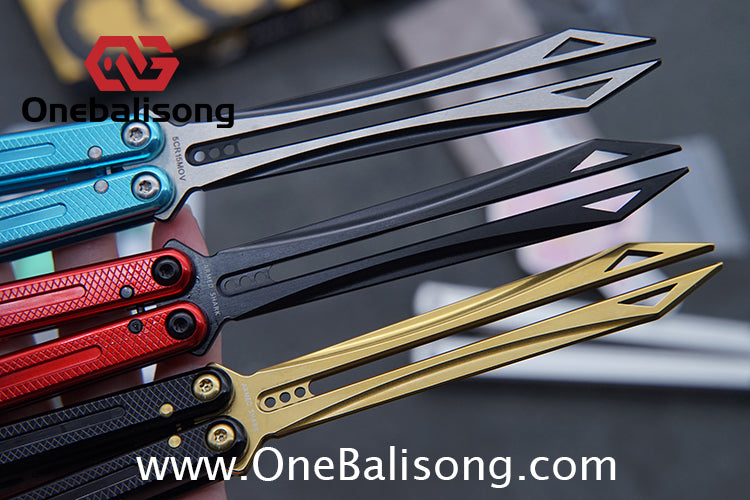 ARMED SHARK Glide Kraken Version Balisong clone Damascus fake blade/Trainer Seven series aluminum alloy handle stainless steel  blade Bushings