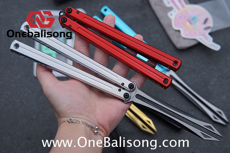 ARMED SHARK Glide Kraken Version Balisong clone Damascus fake blade/Trainer Seven series aluminum alloy handle stainless steel  blade Bushings