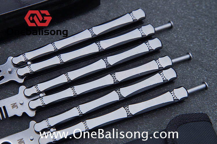 Bamboo Joint Balisong Black and brushed dual color bamboo handle with mortise and tenon structure Handle Stainless steel Blade