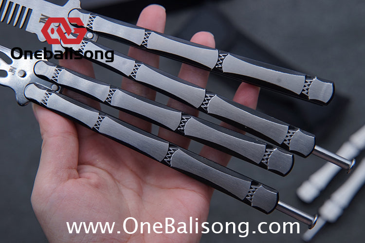 Bamboo Joint Balisong Black and brushed dual color bamboo handle with mortise and tenon structure Handle Stainless steel Blade