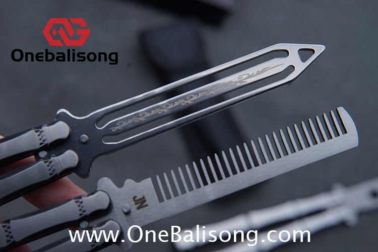 Bamboo Joint Balisong Black and brushed dual color bamboo handle with mortise and tenon structure Handle Stainless steel Blade