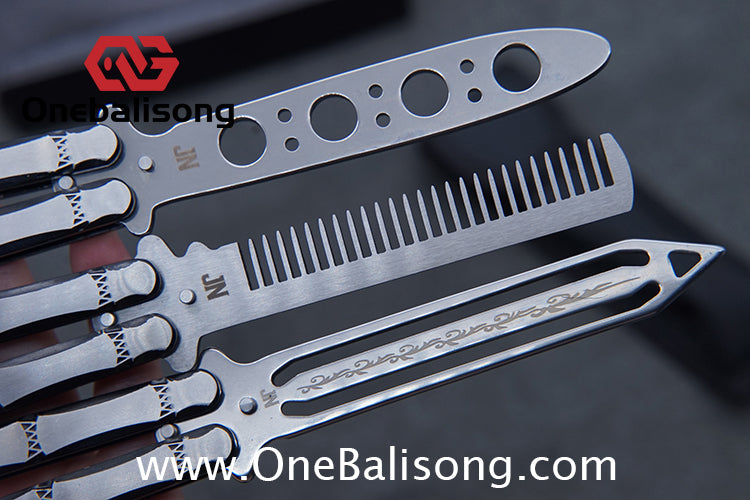 Bamboo Joint Balisong Black and brushed dual color bamboo handle with mortise and tenon structure Handle Stainless steel Blade