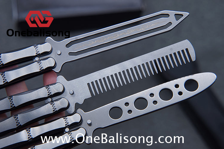 Bamboo Joint Balisong Black and brushed dual color bamboo handle with mortise and tenon structure Handle Stainless steel Blade