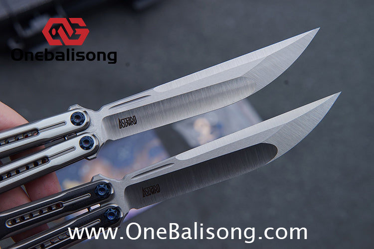 Log & Asgard Titanium Lyra Balisong Titanium Alloy Handle G10 paster Stainless Steel Fake Blade Sandwich Structure Bushing