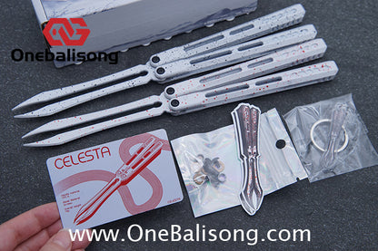WZM Peace and Joy V3 Balisong Clone Ceramic Coating/7075 Aluminum Alloy Handle 440C Steel Tuning Fork Bushing