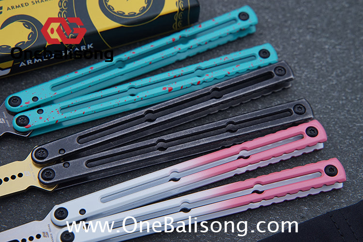 ARMED SHARK Tuning Fork Steel Kraken V3 Balisong Clone 3CR13 Stainless Steel Handle Tuning Fork/Stainless Steel Blade Bushings